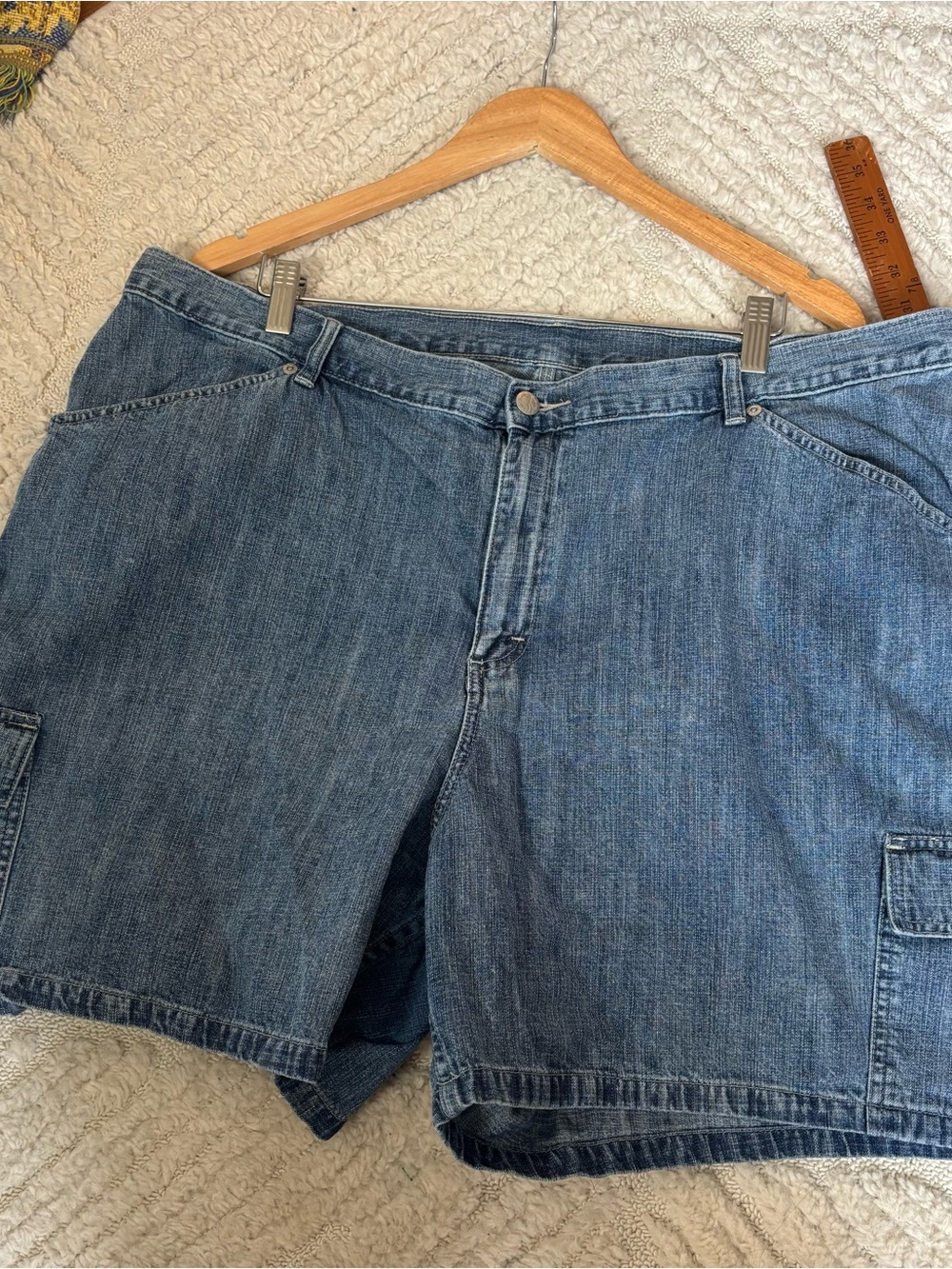 Denim cargo granola girl mom carpenter shorts